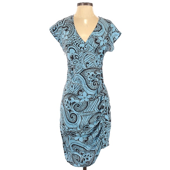 🔥SALE🔥 ANTHROPOLOGIE BLUE SILK DRESS SIZE 0 - Picture 1 of 4